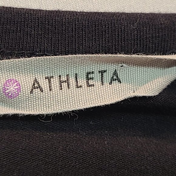 Athleta Dress Seeker Black Short Sleeve Mini Womens Extra Small Ruched Stretch - Picture 6 of 10